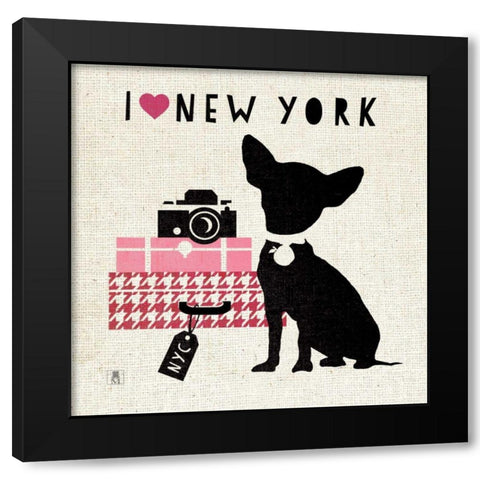 NY Pooch Black Modern Wood Framed Art Print with Double Matting by Studio Mousseau