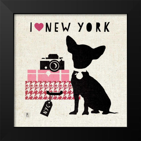 NY Pooch Black Modern Wood Framed Art Print by Studio Mousseau