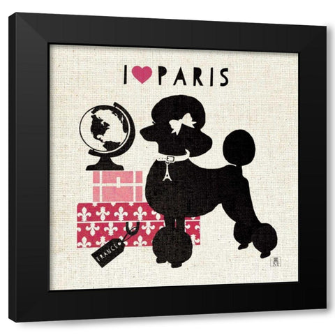 Paris Pooch Black Modern Wood Framed Art Print with Double Matting by Studio Mousseau