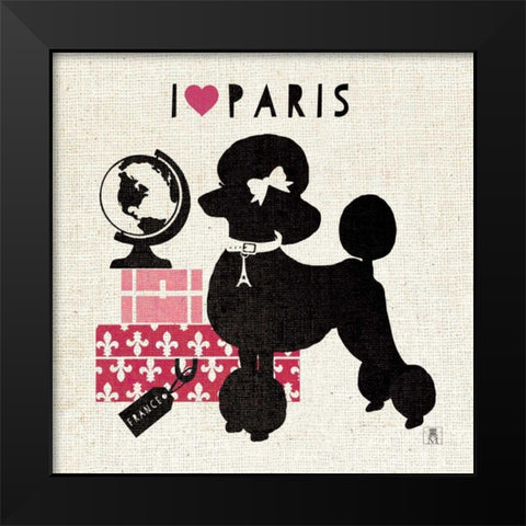 Paris Pooch Black Modern Wood Framed Art Print by Studio Mousseau
