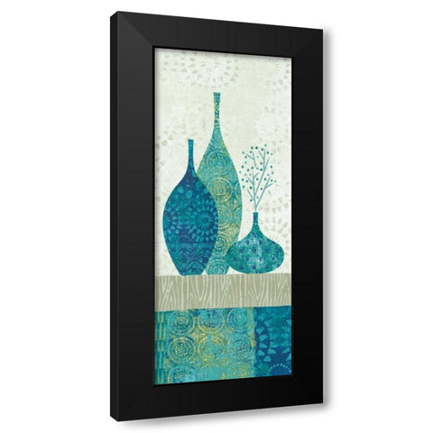Blue Spice Stripe Panel II Black Modern Wood Framed Art Print by Wild Apple Portfolio