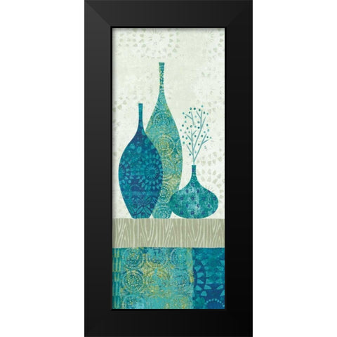 Blue Spice Stripe Panel II Black Modern Wood Framed Art Print by Wild Apple Portfolio