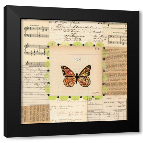 Hope Butterfly Black Modern Wood Framed Art Print with Double Matting by Prahl, Courtney