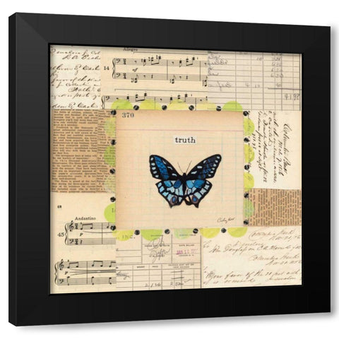 Truth Butterfly Black Modern Wood Framed Art Print by Prahl, Courtney