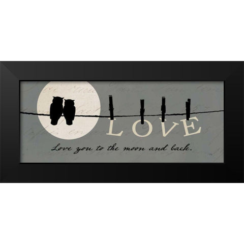 Moon Lovers I Black Modern Wood Framed Art Print by Pela