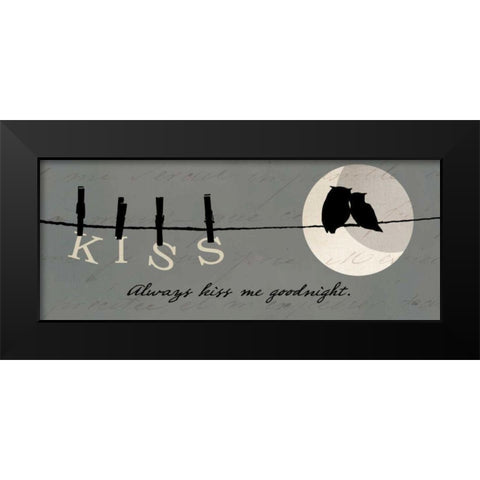 Moon Lovers II Black Modern Wood Framed Art Print by Pela