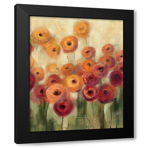 Ranunculi Field III Black Modern Wood Framed Art Print with Double Matting by Vassileva, Silvia