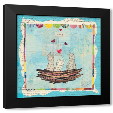 Blue Love Birds Square Black Modern Wood Framed Art Print with Double Matting by Prahl, Courtney