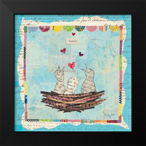 Blue Love Birds Square Black Modern Wood Framed Art Print by Prahl, Courtney