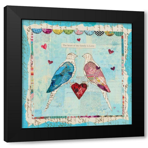 Love Birds Square Black Modern Wood Framed Art Print with Double Matting by Prahl, Courtney