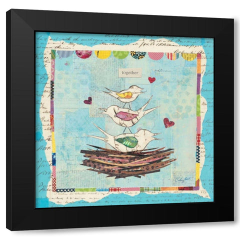 Family of Love Birds Square Black Modern Wood Framed Art Print by Prahl, Courtney