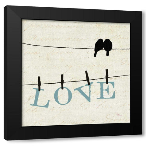 Bird Talk II Black Modern Wood Framed Art Print by Pela Studio