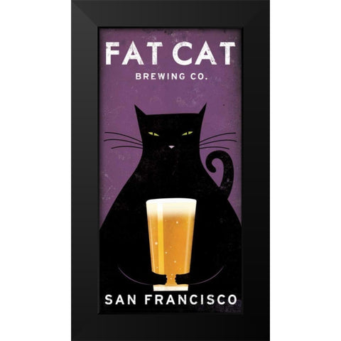 Cat Brewing Black Modern Wood Framed Art Print by Fowler, Ryan