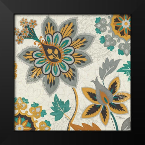 Decorative Nature III Turquoise Cream Black Modern Wood Framed Art Print by Pela Studio