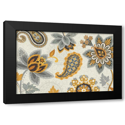 Decorative Nature I Yellow Gray Cream Black Modern Wood Framed Art Print by Pela Studio