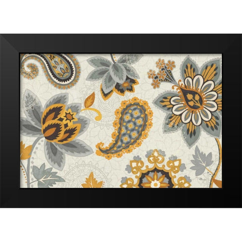 Decorative Nature I Yellow Gray Cream Black Modern Wood Framed Art Print by Pela Studio