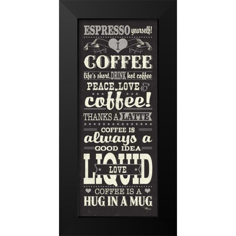 Coffee Lovers II Black Modern Wood Framed Art Print by Pela Studio