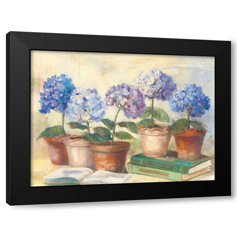 Gardeners Hydrangeas Black Modern Wood Framed Art Print by Rowan, Carol