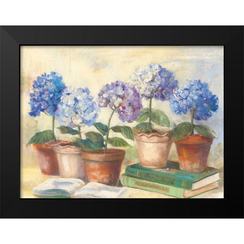 Gardeners Hydrangeas Black Modern Wood Framed Art Print by Rowan, Carol