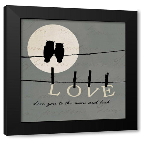 Moon Lovers I Black Modern Wood Framed Art Print with Double Matting by ERR, Pela