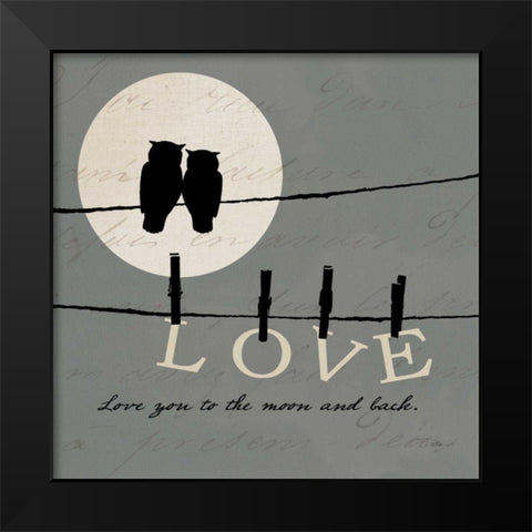 Moon Lovers I Black Modern Wood Framed Art Print by ERR, Pela