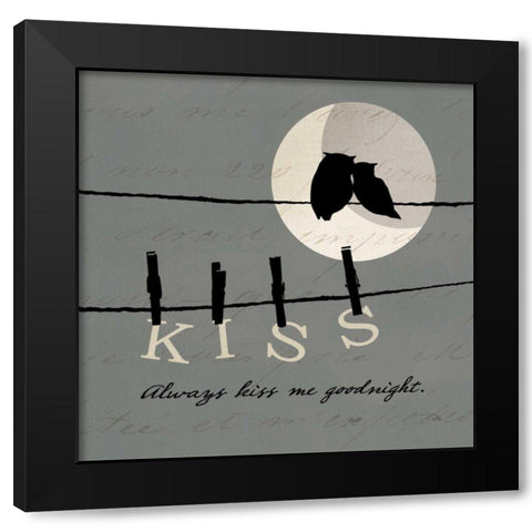 Moon Lovers II Black Modern Wood Framed Art Print by ERR, Pela