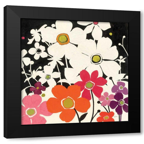 Flower Power Black Modern Wood Framed Art Print by Novak, Shirley