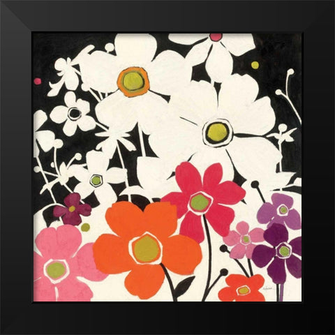 Flower Power Black Modern Wood Framed Art Print by Novak, Shirley