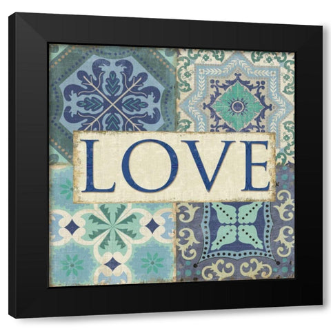 Santorini I - Love Black Modern Wood Framed Art Print by Pela Studio
