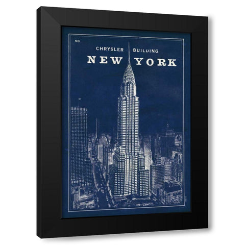 Blueprint Map New York Chrysler Building Black Modern Wood Framed Art Print by Schlabach, Sue