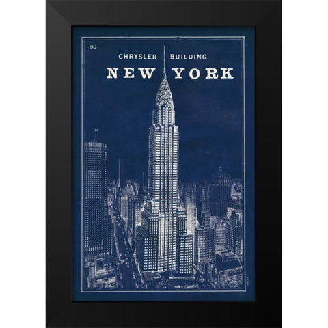 Blueprint Map New York Chrysler Building Black Modern Wood Framed Art Print by Schlabach, Sue