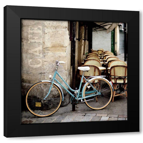 Cafe Bicycle Black Modern Wood Framed Art Print by Olivier, Marc