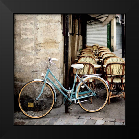 Cafe Bicycle Black Modern Wood Framed Art Print by Olivier, Marc