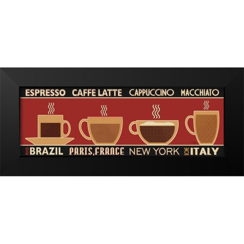 Deco Coffee Panel I  Black Modern Wood Framed Art Print by Pela Studio