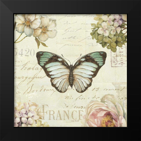 Marche de Fleurs Butterfly II Black Modern Wood Framed Art Print by Audit, Lisa