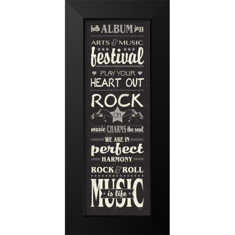 Music Lovers II Black Modern Wood Framed Art Print by Pela Studio