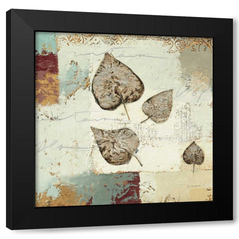 Silver Leaves I Black Modern Wood Framed Art Print with Double Matting by Wiens, James
