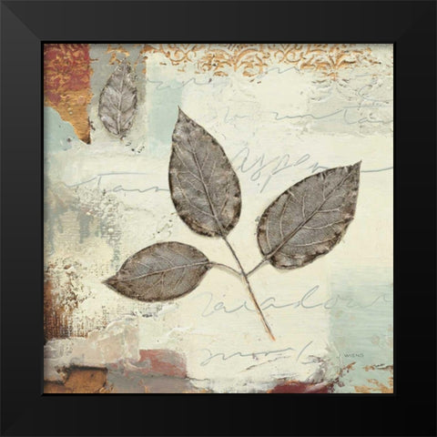 Silver Leaves II Black Modern Wood Framed Art Print by Wiens, James