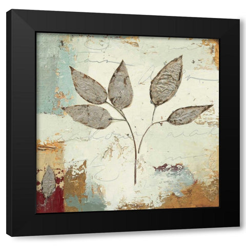 Silver Leaves III Black Modern Wood Framed Art Print with Double Matting by Wiens, James