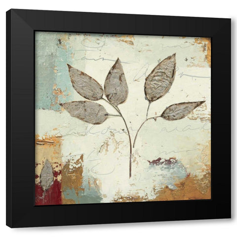 Silver Leaves III Black Modern Wood Framed Art Print by Wiens, James