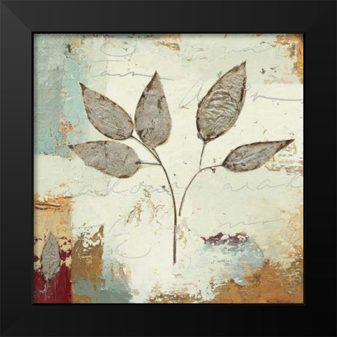 Silver Leaves III Black Modern Wood Framed Art Print by Wiens, James