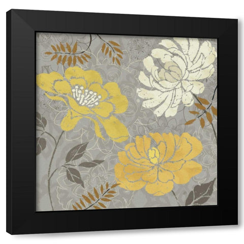 Morning Tones Gold - Floral  I Black Modern Wood Framed Art Print with Double Matting by Brissonnet, Daphne