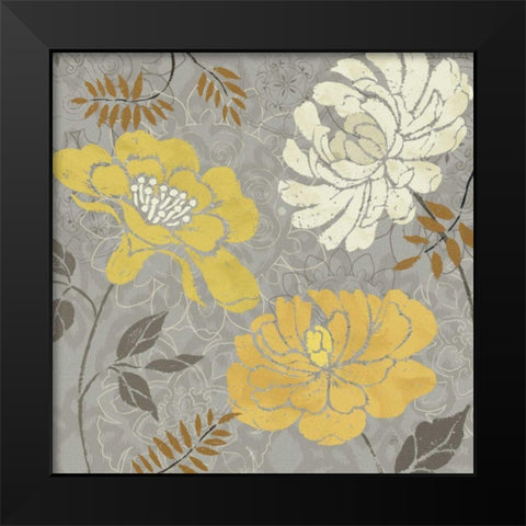 Morning Tones Gold - Floral  I Black Modern Wood Framed Art Print by Brissonnet, Daphne
