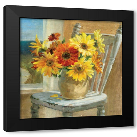 Sunflowers by the Sea Crop Black Modern Wood Framed Art Print by Nai, Danhui