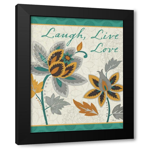 Decorative Nature IV Turquoise and Cream Black Modern Wood Framed Art Print with Double Matting by Pela Studio
