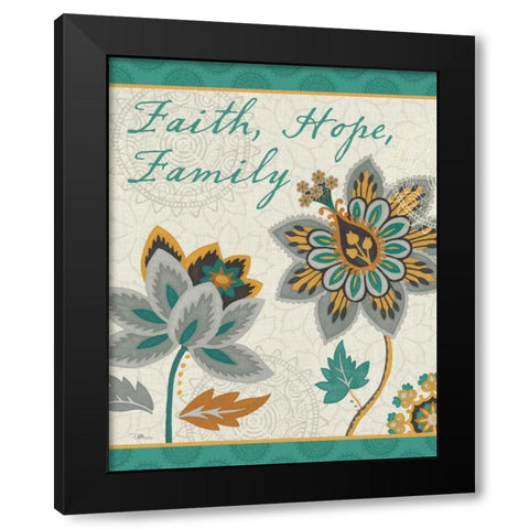 Decorative Nature V Turquoise and Cream Black Modern Wood Framed Art Print with Double Matting by Pela Studio