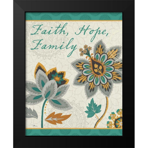 Decorative Nature V Turquoise and Cream Black Modern Wood Framed Art Print by Pela Studio