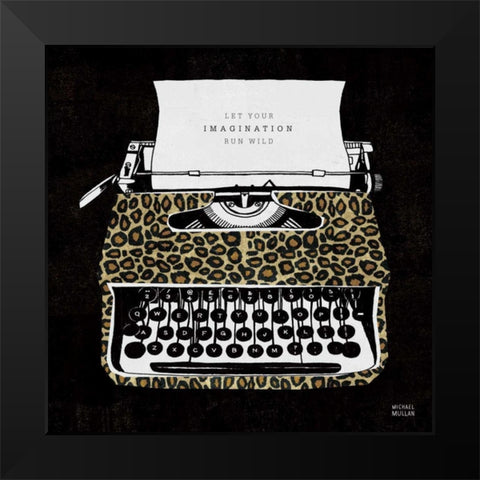 Analog Jungle Typewriter Black Modern Wood Framed Art Print by Mullan, Michael