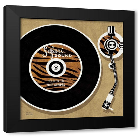 Analog Jungle Record Player Black Modern Wood Framed Art Print by Mullan, Michael