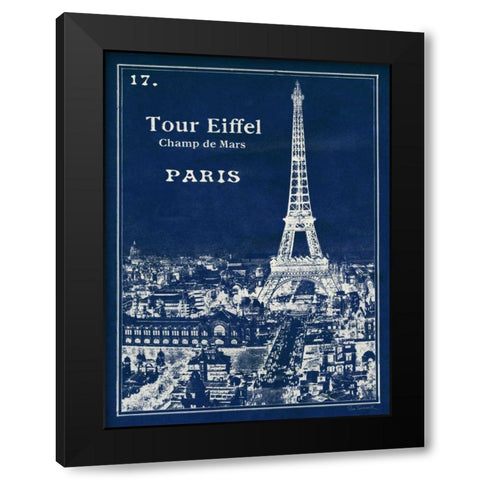 Blueprint Eiffel Tower Black Modern Wood Framed Art Print with Double Matting by Schlabach, Sue